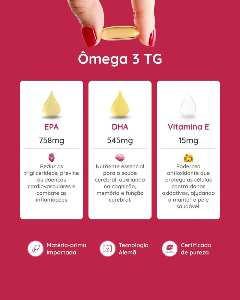 Ômega 3 TG 1000mg Rico em EPA e DHA com Vitamina E e selo IFOS - Stores Prime